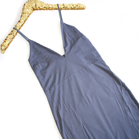 Charcoal Grey Bodycon Slit Midi Dress - Picture 6 of 8